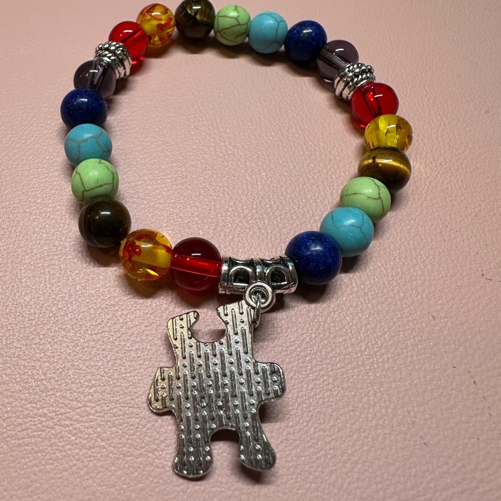 Colorful Puzzle Charm Autism Support Bracelet - Picture 2 of 3